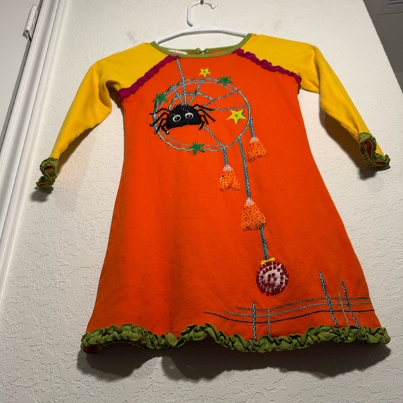 Michael Simon Halloween Dress Girl 4 Orange Spider Candy Corn Vintage Ugly RARE - Picture 3 of 10